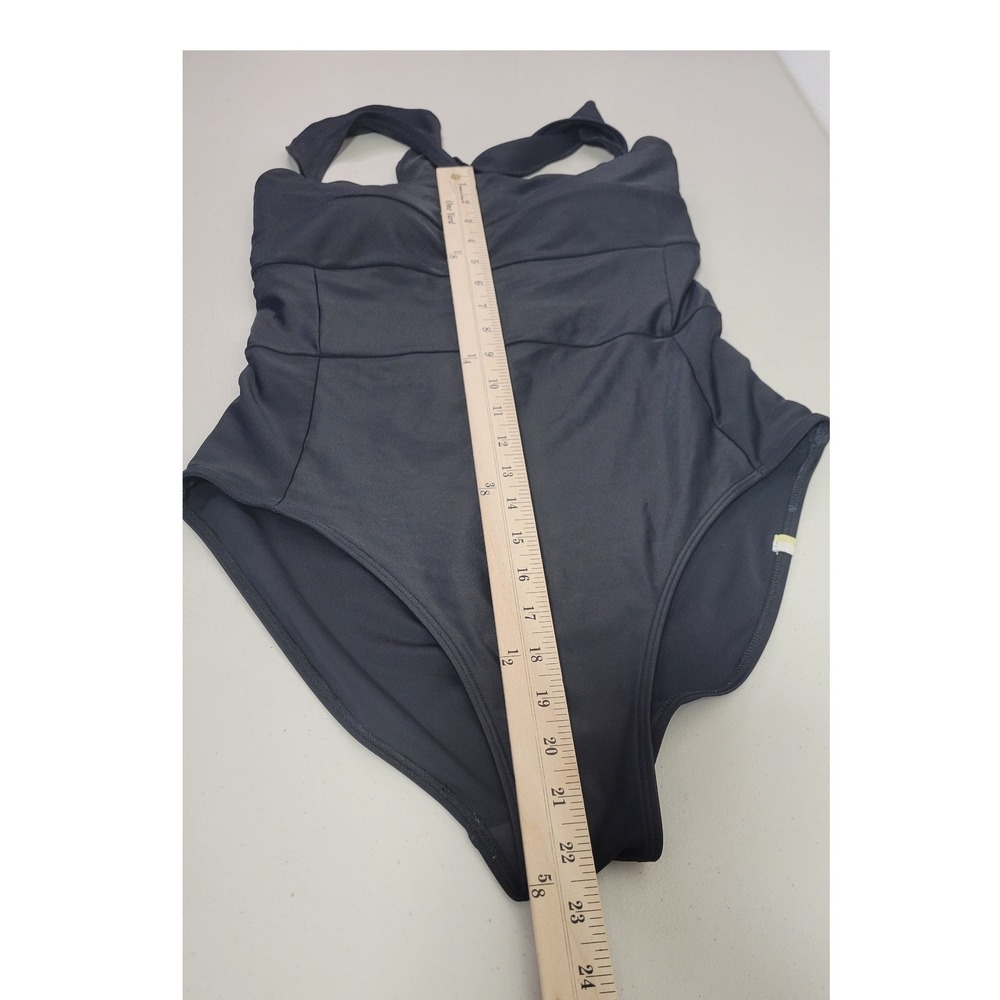 Summersalt Black One Piece Swimsuit Ruched Halter Neck Recycled Materials Size S - Picture 5 of 6